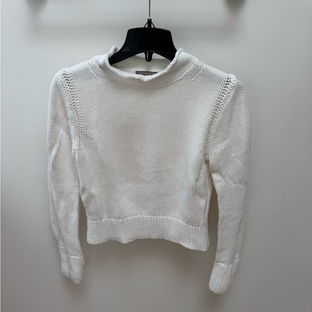 J. Crew White Rollneck Sweater